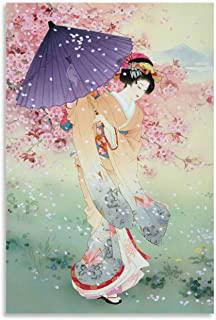 Recensioni di tazze giapponesi con geisha sul fondo